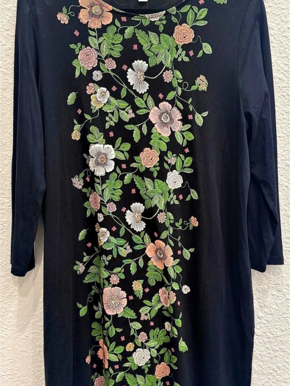 J.Jill Floral Tunic Dress in Navy, Green, Pink & White 
Size Large Tall